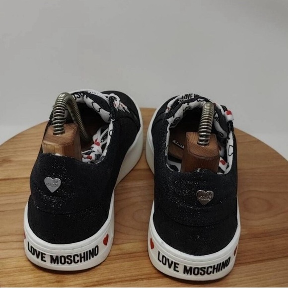 NWOT Cool LOVE MOSCHINO Black Glitter With Monogram Shoe Laces Ladies Size IT|40 - Picture 10 of 10